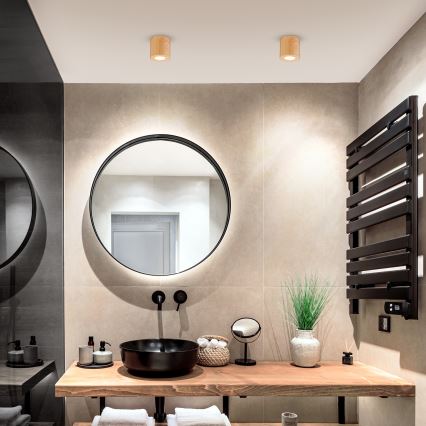 Brilagi - Foco para casa de banho MIA 1xGU10/30W/230V 84x80 mm decoração em carvalho IP44