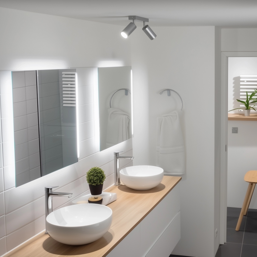 Brilagi - Foco para casa de banho SELE 2xGU10/30W/230V IP44 prateado