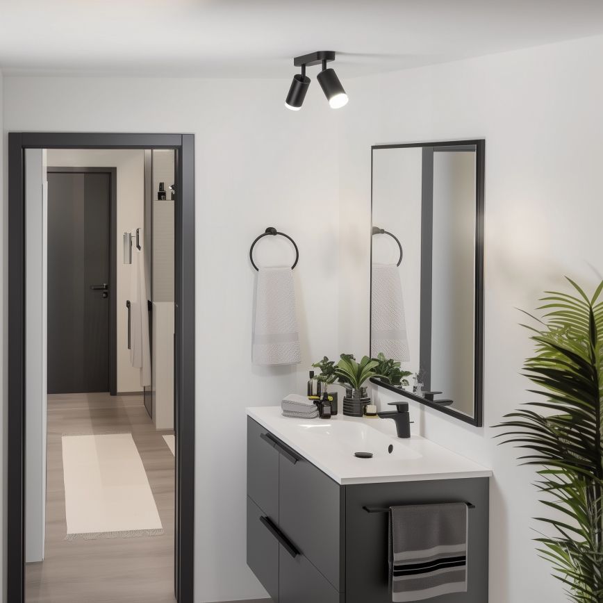 Brilagi - Foco para casa de banho SELE 2xGU10/30W/230V IP44 preto