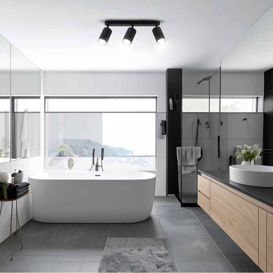 Brilagi - Foco para casa de banho SELE 3xGU10/30W/230V IP44 preto