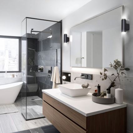 Brilagi - Foco de parede para casa de banho SELE AQUA 4xGU10/30W/230V IP44 preto