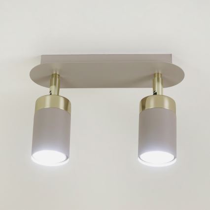 Brilagi - Foco POKER 2xGU10/25W/230V bege/dourado