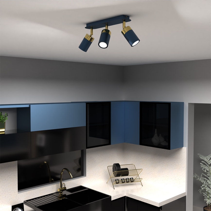 Brilagi - Foco POKER 3xGU10/25W/230V azul/dourado