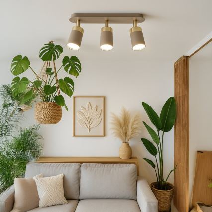 Brilagi - Foco POKER 3xGU10/25W/230V bege/dourado