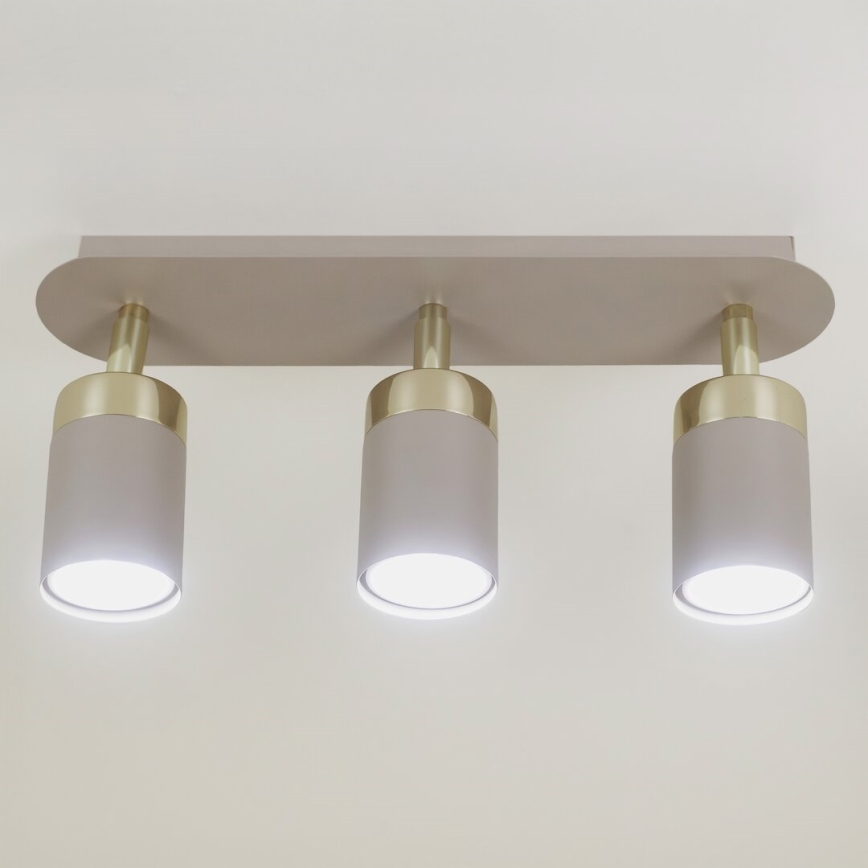 Brilagi - Foco POKER 3xGU10/25W/230V bege/dourado