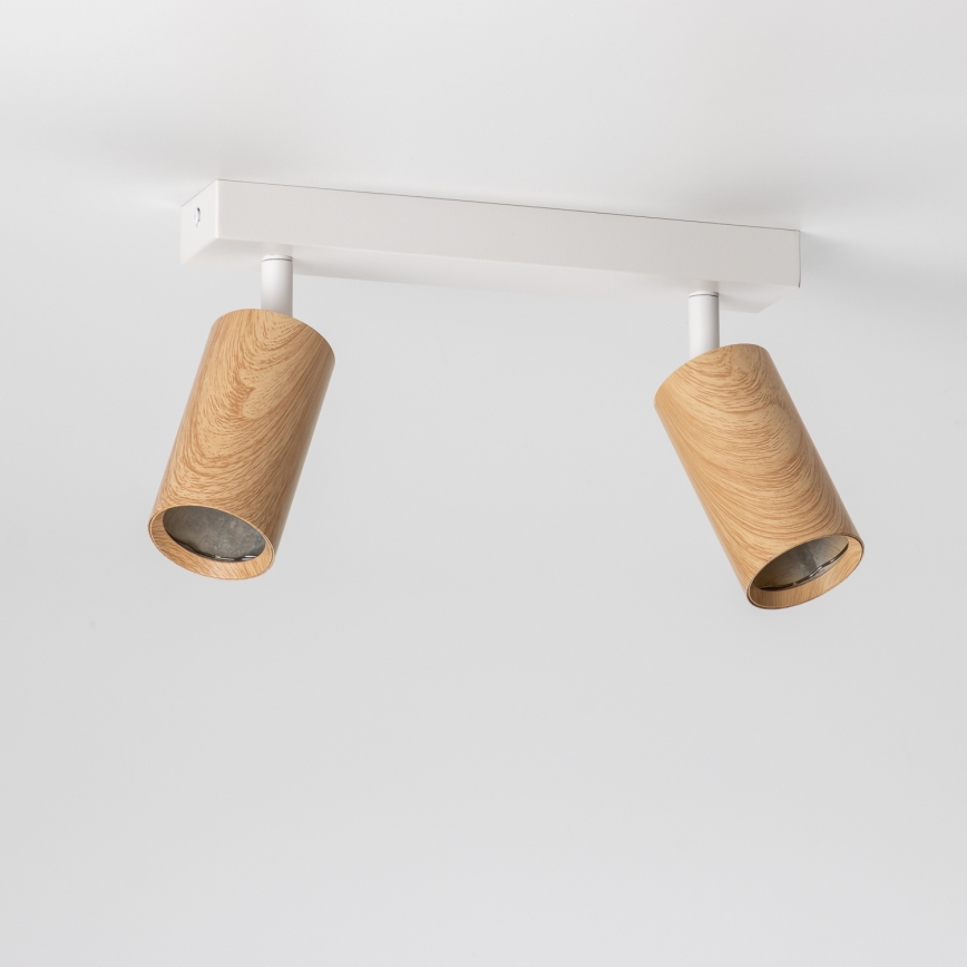 Brilagi - Foco SELE 2xGU10/30W/230V branco/decoração em carvalho