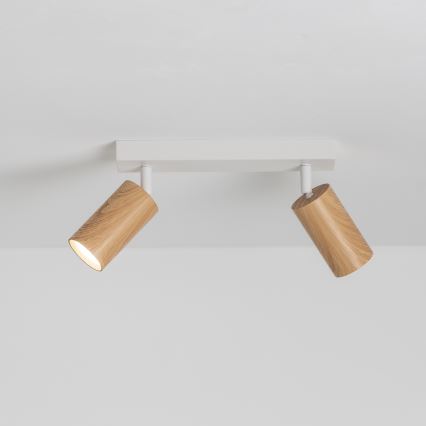 Brilagi - Foco SELE 2xGU10/30W/230V branco/decoração em carvalho