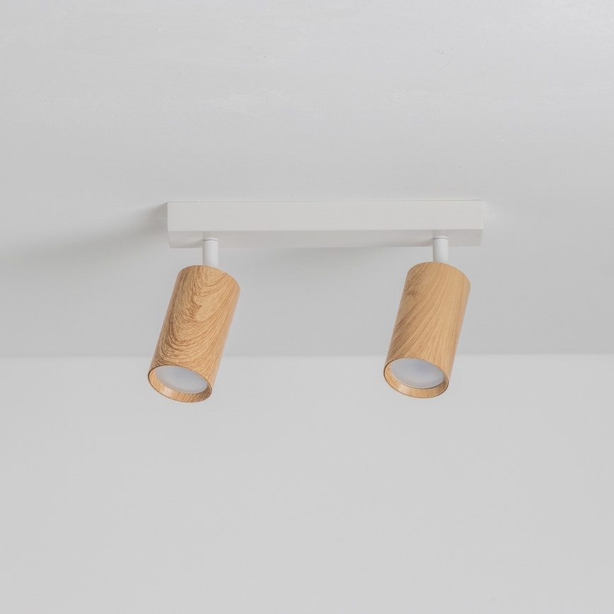 Brilagi - Foco SELE 2xGU10/30W/230V branco/decoração em carvalho