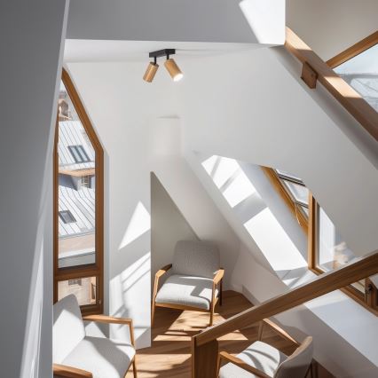 Brilagi - Foco SELE 2xGU10/30W/230V preto/decoração em carvalho