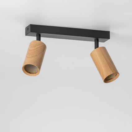 Brilagi - Foco SELE 2xGU10/30W/230V preto/decoração em carvalho