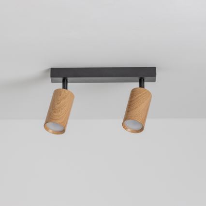 Brilagi - Foco SELE 2xGU10/30W/230V preto/decoração em carvalho