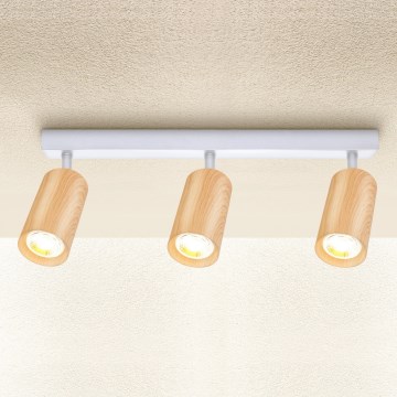 Brilagi - Foco SELE 3xGU10/30W/230V branco/decoração em carvalho