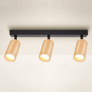 Brilagi - Foco SELE 3xGU10/30W/230V preto/decoração em carvalho