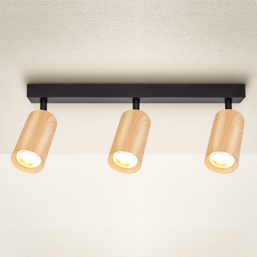 Brilagi - Foco SELE 3xGU10/30W/230V preto/decoração em carvalho