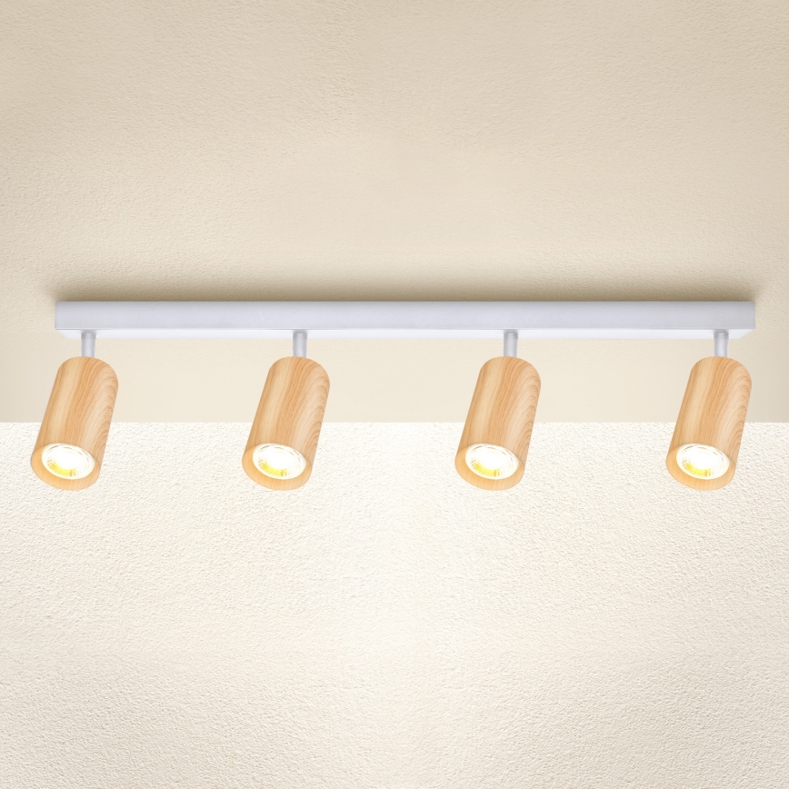 Brilagi - Foco SELE 4xGU10/30W/230V branco/decoração em carvalho