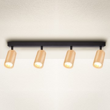 Brilagi - Foco SELE 4xGU10/30W/230V preto/decoração em carvalho