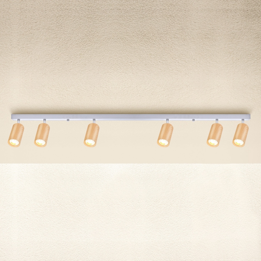 Brilagi - Foco SELE 6xGU10/30W/230V branco/decoração em carvalho