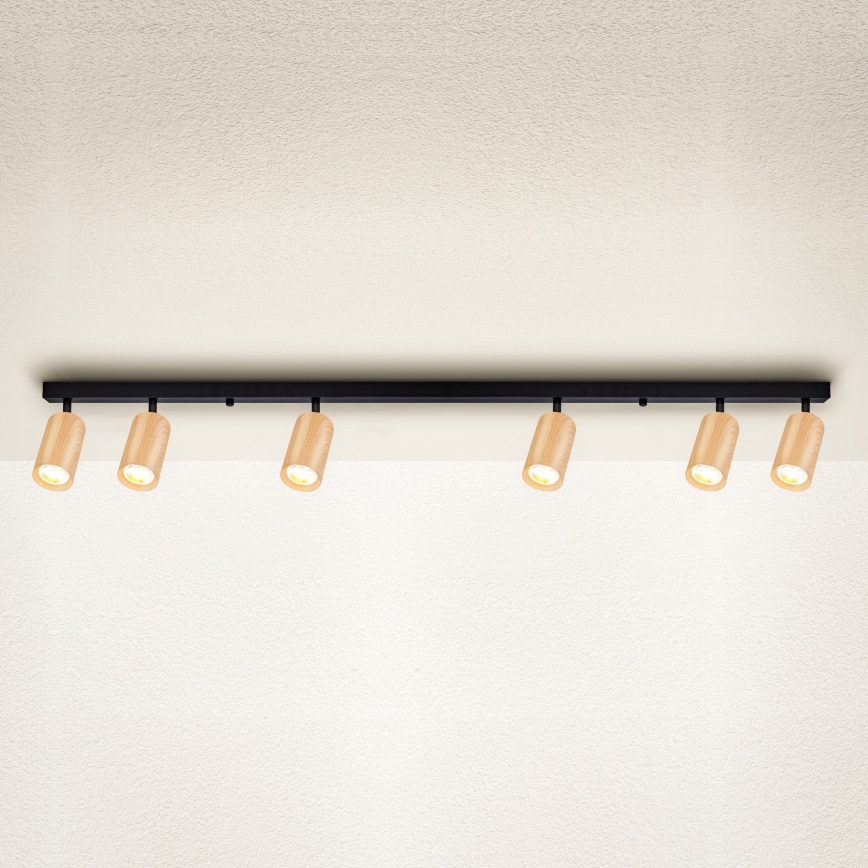 Brilagi - Foco SELE 6xGU10/30W/230V preto/decoração em carvalho