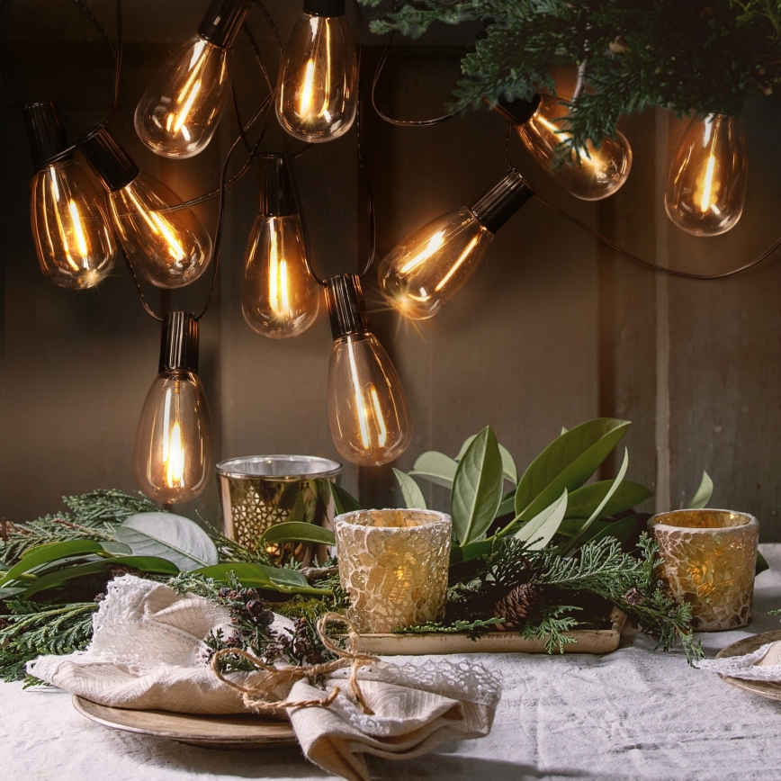 Brilagi - Guirlanda de Natal LED para exterior 10xLED/3xAA 3,2m IP44 branco quente