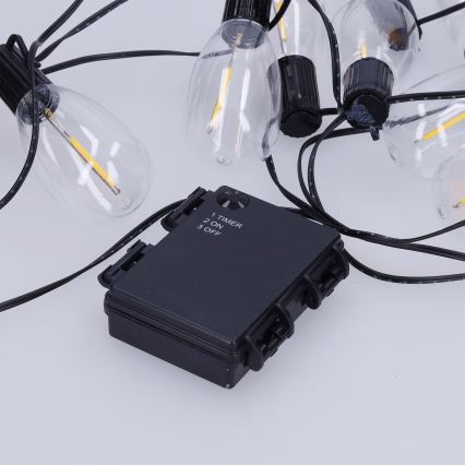 Brilagi - Guirlanda de Natal LED para exterior 10xLED/3xAA 3,2m IP44 branco quente