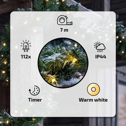 BRILAGI - Guirlanda de Natal LED para exterior 112xLED/230V 700 cm IP44