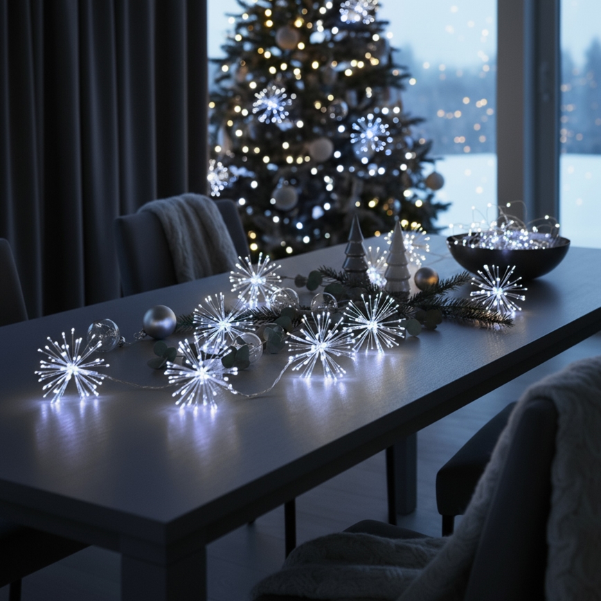 Brilagi - Guirlanda de Natal LED para exterior 150 LEDs 5 m IP44 branco frio, efeito fogos de artifício