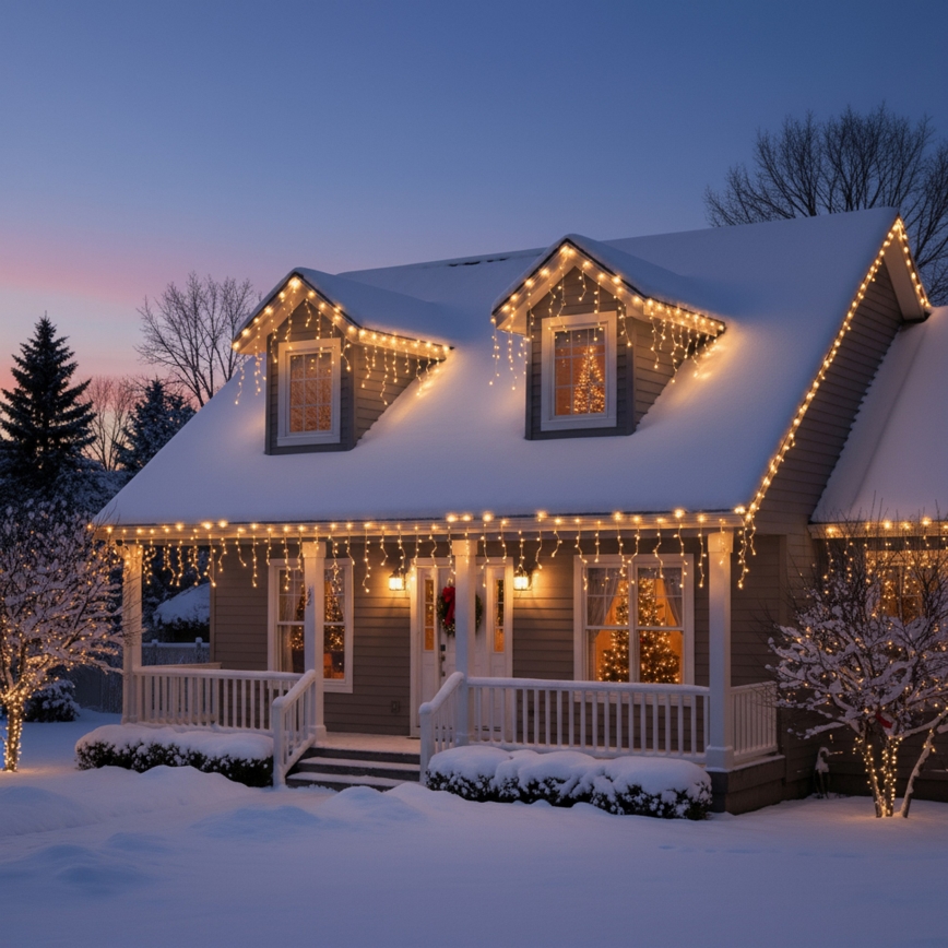 Brilagi - Guirlanda de Natal LED para exterior 200 LEDs/8 funções 13 m IP44 branco quente efeito de pingentes