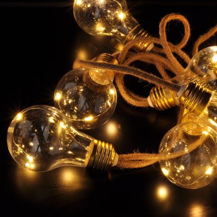 Brilagi - Guirlanda decorativa de LED 10xLED/3xAA 1,8m branco quente