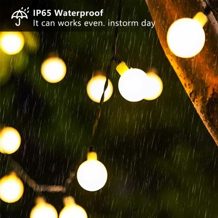 Brilagi - Guirlanda decorativa solar LED BUBBLE 200xLED/8 funções 20m IP65 branco quente 800 mAh