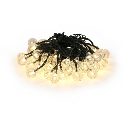 Brilagi - Cordão decorativo solar LED BUBBLE, 50 LEDs, 8 funções, 7 m, IP65, branco quente, 600 mAh