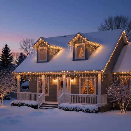 Brilagi - Guirlanda LED de Natal para exterior 400xLED/8 funções 23m IP44 branco quente