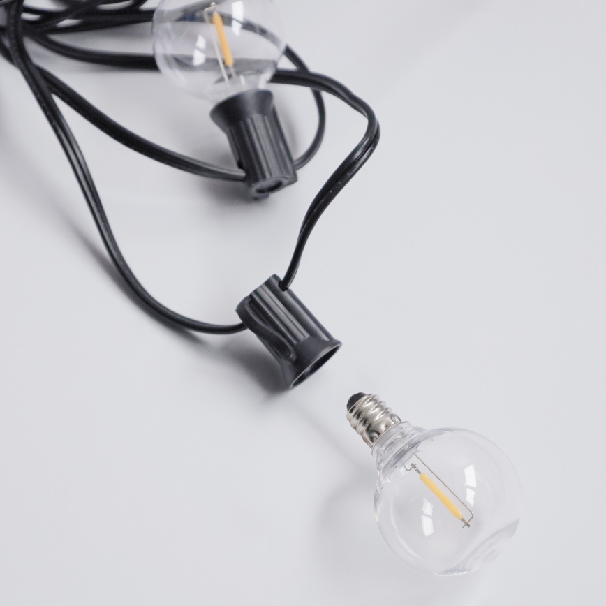 Brilagi - Guirlanda decorativa LED para exterior GIRLANDA 10xE12/0,6W/230V 8m preta IP44 branco quente