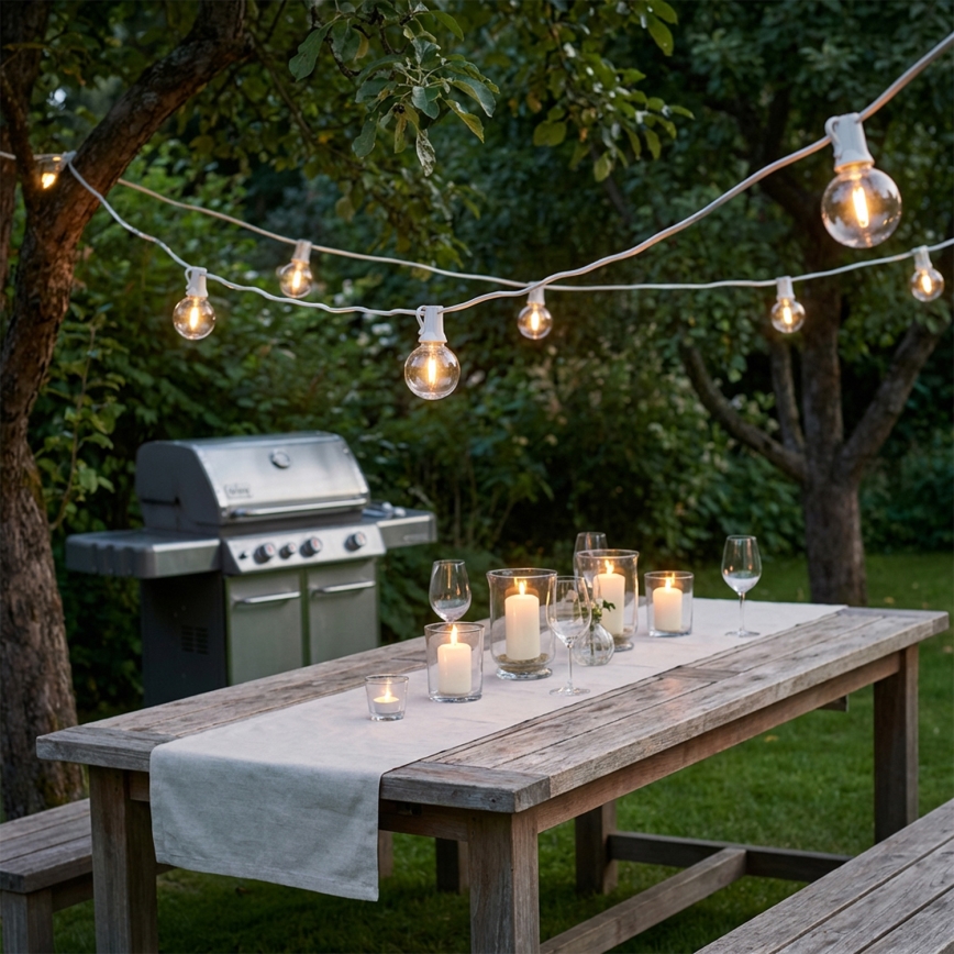Brilagi - Guirlanda decorativa LED para exterior GIRLANDA 25xE12/0,8W/230V 20m branco IP44 branco quente