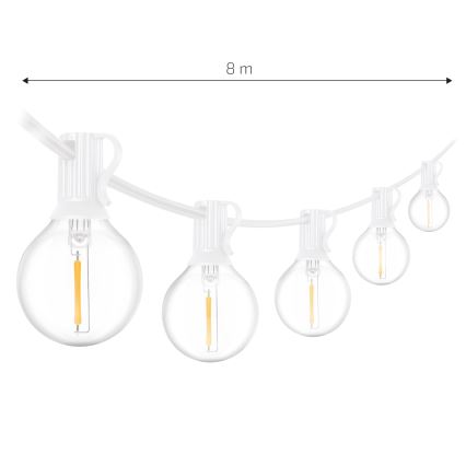 Brilagi - Guirlanda decorativa LED para exterior GIRLANDA 10xE12/0,6W/230V 8m branca IP44 branco quente