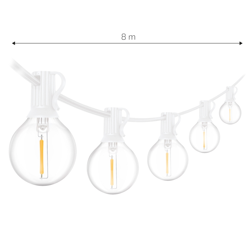 Brilagi - Guirlanda decorativa LED para exterior GIRLANDA 10xE12/0,6W/230V 8m branca IP44 branco quente