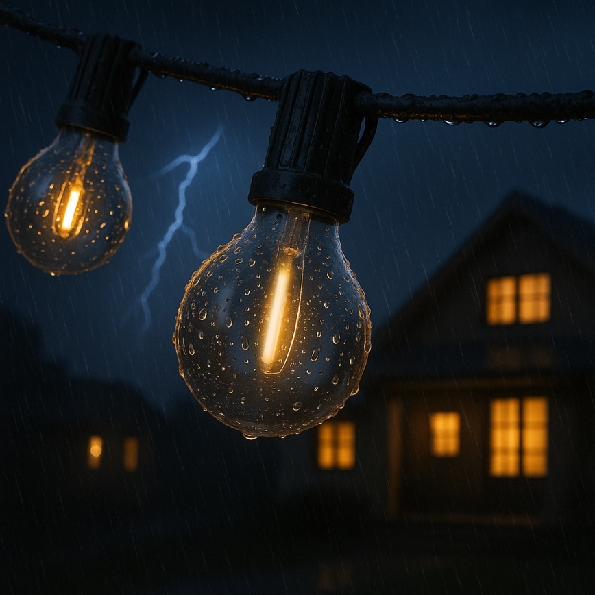 Brilagi - Guirlanda decorativa LED para exterior 25xE12/0,6W/230V 20m preta IP44 branco quente + comando à distância