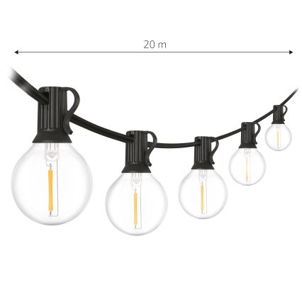 Brilagi - Guirlanda decorativa LED para exterior 25xE12/0,6W/230V 20m preta IP44 branco quente + comando à distância