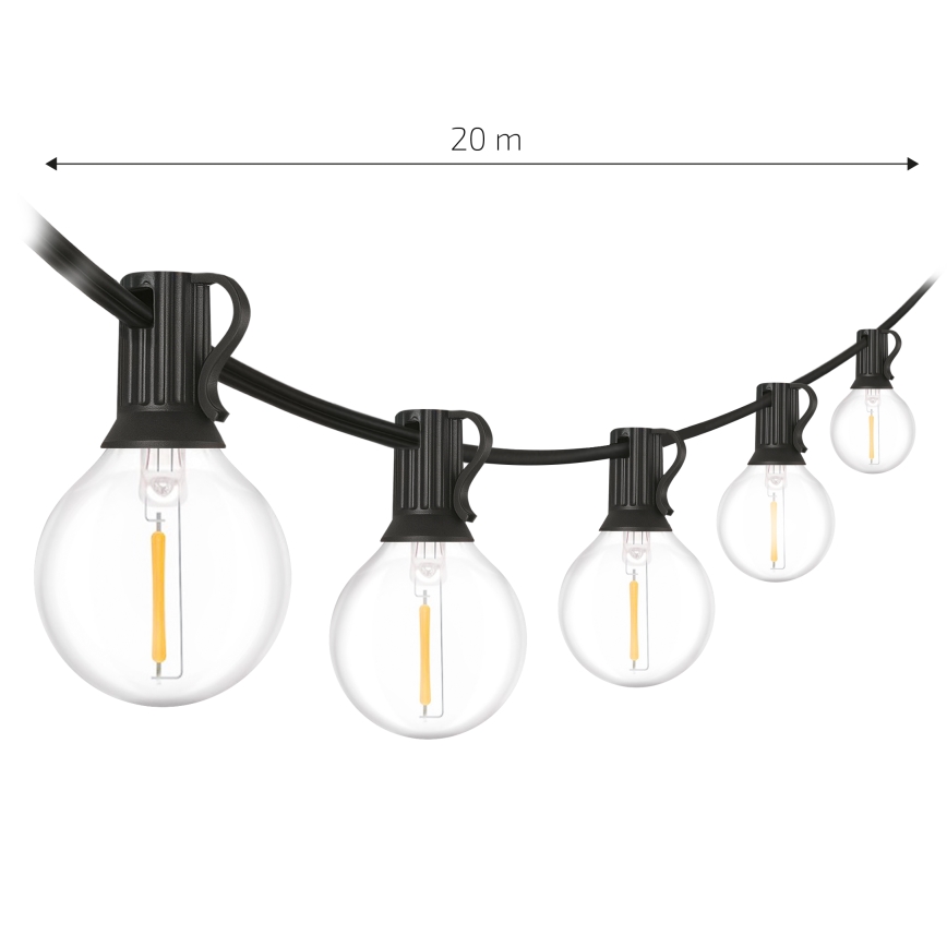 Brilagi - Guirlanda decorativa LED para exterior 25xE12/0,6W/230V 20m preta IP44 branco quente + comando à distância