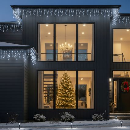 Brilagi - Cordão LED exterior 200 LEDs/8 funções 13 m IP44 branco frio, efeito carámbanos