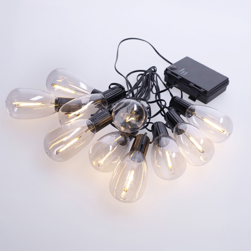 Brilagi - Guirlanda LED para exterior 10xLED/3xAA 3,2m IP44 branco quente