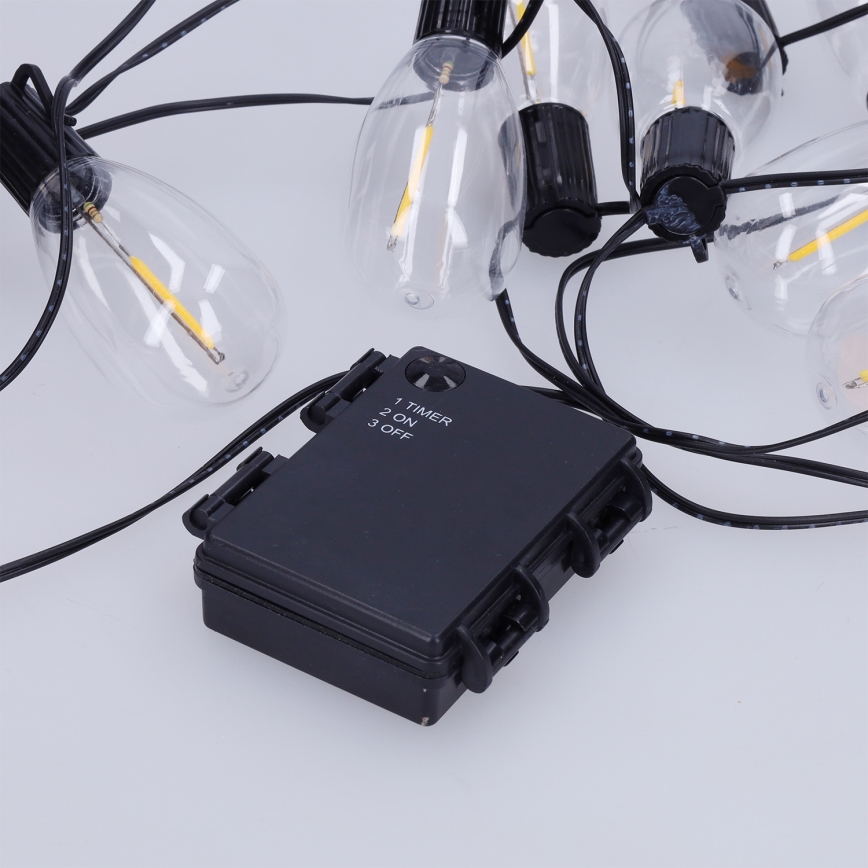 Brilagi - Guirlanda LED para exterior 10xLED/3xAA 3,2m IP44 branco quente