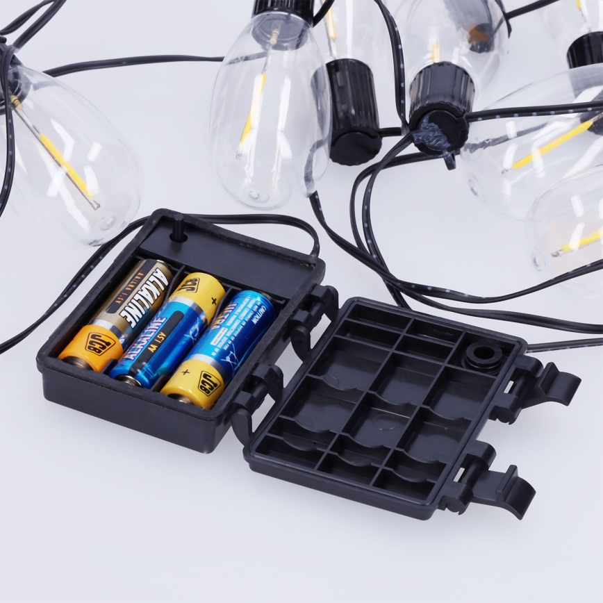 Brilagi - Guirlanda LED para exterior 10xLED/3xAA 3,2m IP44 branco quente