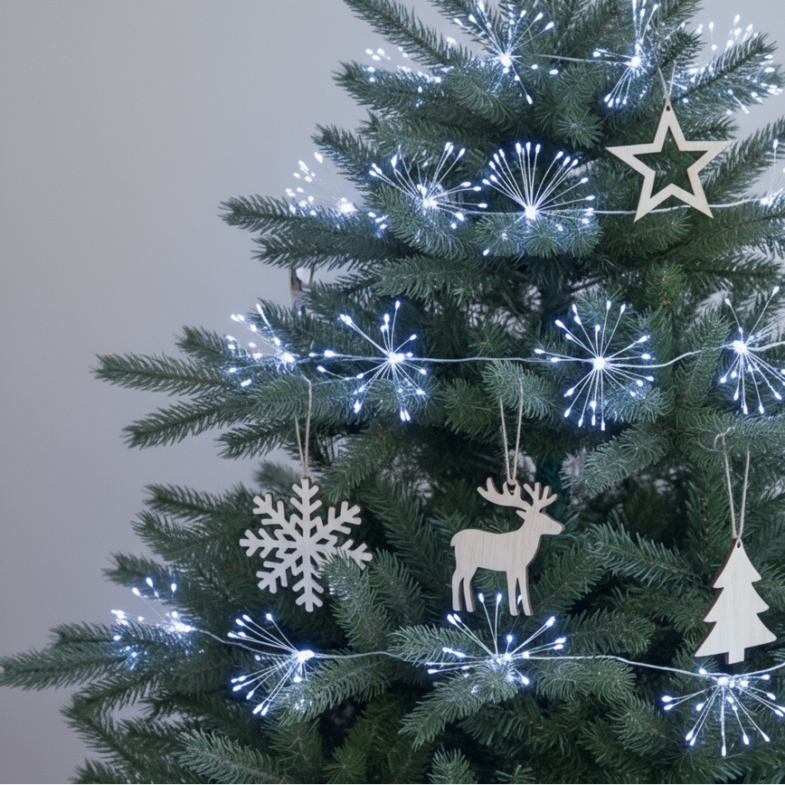 Brilagi - Guirlanda LED para Exterior 150 LEDs 5 m IP44 branco frio efeito de fogo-de-artifício