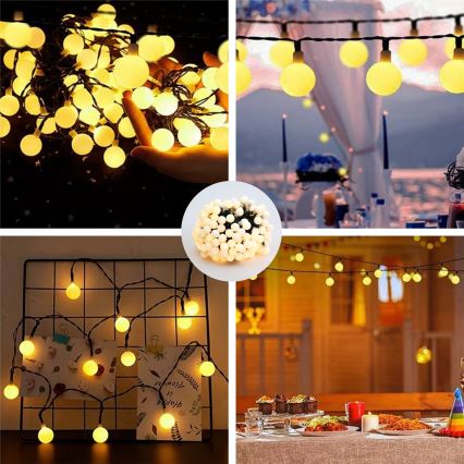 Brilagi - Guirlanda solar decorativa LED BUBBLE, 200 LEDs / 8 funções, 20 m, IP65, branco quente, 800 mAh