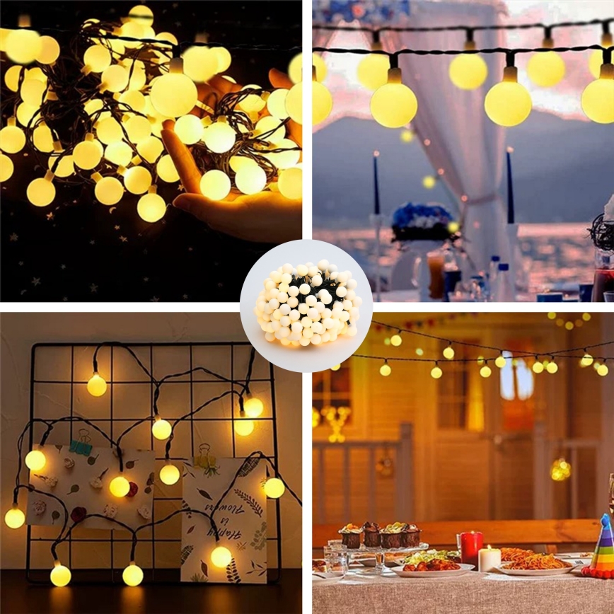 Brilagi - Guirlanda solar decorativa LED BUBBLE, 200 LEDs / 8 funções, 20 m, IP65, branco quente, 800 mAh
