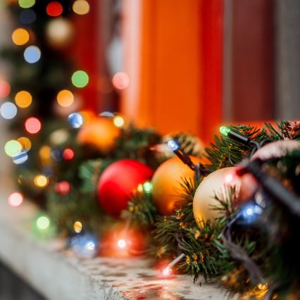 Brilagi - Guirlanda luminosa LED de Natal para exterior 200 LEDs / 2 funções, 25 m, IP44, multicolorido