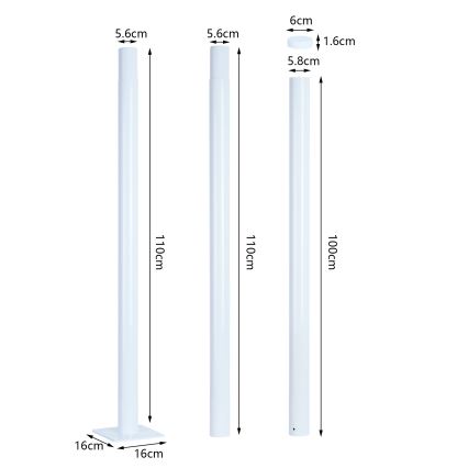 Brilagi - Barra metálica para poste de iluminación exterior URBAN 3 m mástil Ø 58 mm blanco