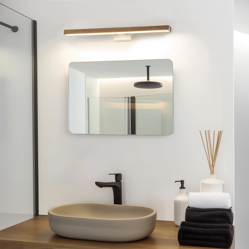 Brilagi - Iluminação de espelho para casa de banho LED WOODY MIRROR LED/12W/230V 60 cm IP44 carvalho nogueira/branco