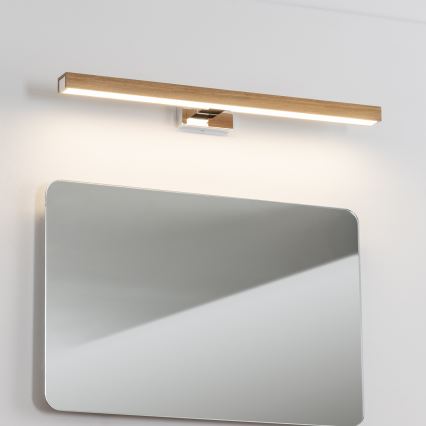 Brilagi - Iluminação de espelho para casa de banho LED WOODY MIRROR LED/12W/230V 60 cm IP44 carvalho/cromado brilhante