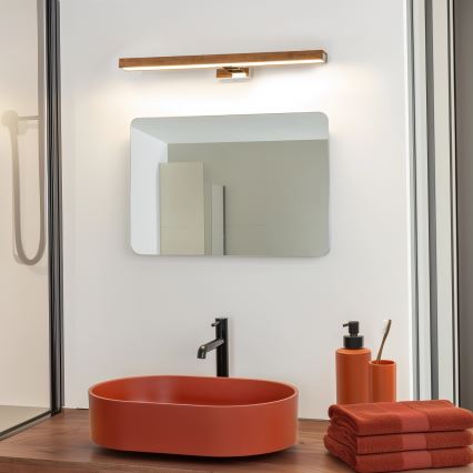 Brilagi - Iluminação de espelho para casa de banho LED WOODY MIRROR LED/12W/230V 60 cm IP44 carvalho cereja/cromado brilhante